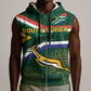 Custom South Africa Rugby Sleeveless Zip Hoodie Springboks Mascot African Pattern - African Pride