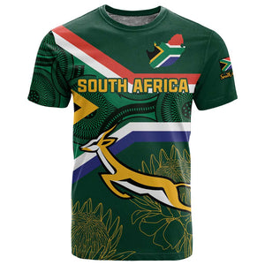 Custom South Africa Rugby T shirt Springboks Mascot African Pattern
