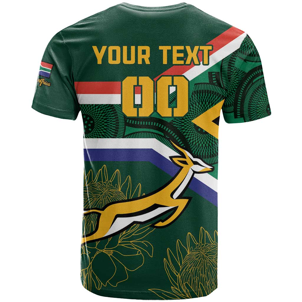 Custom South Africa Rugby T shirt Springboks Mascot African Pattern