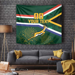 Custom South Africa Rugby Tapestry Springboks Mascot African Pattern
