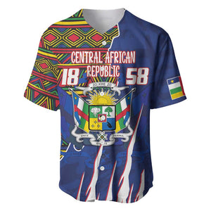 Personalized Central African Republic Coat Of Arms Baseball Jersey Kente Pattern