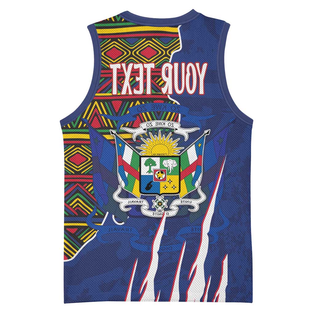 Personalized Central African Republic Coat Of Arms Basketball Jersey Kente Pattern - African Pride