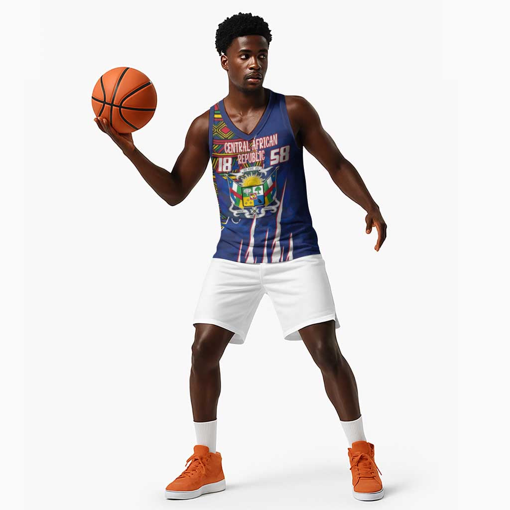 Personalized Central African Republic Coat Of Arms Basketball Jersey Kente Pattern - African Pride