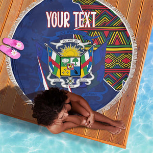 Personalized Central African Republic Coat Of Arms Beach Blanket Kente Pattern