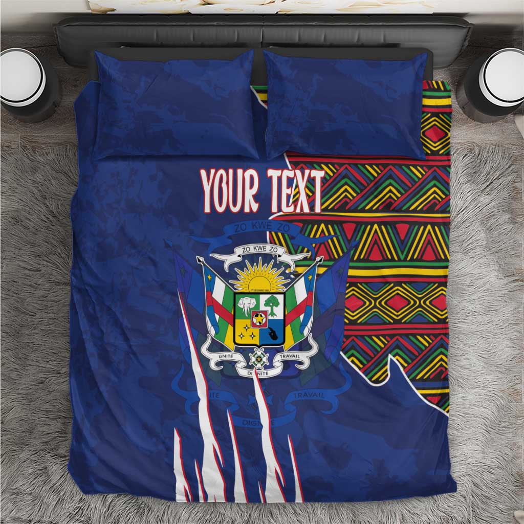Personalized Central African Republic Coat Of Arms Bedding Set Kente Pattern