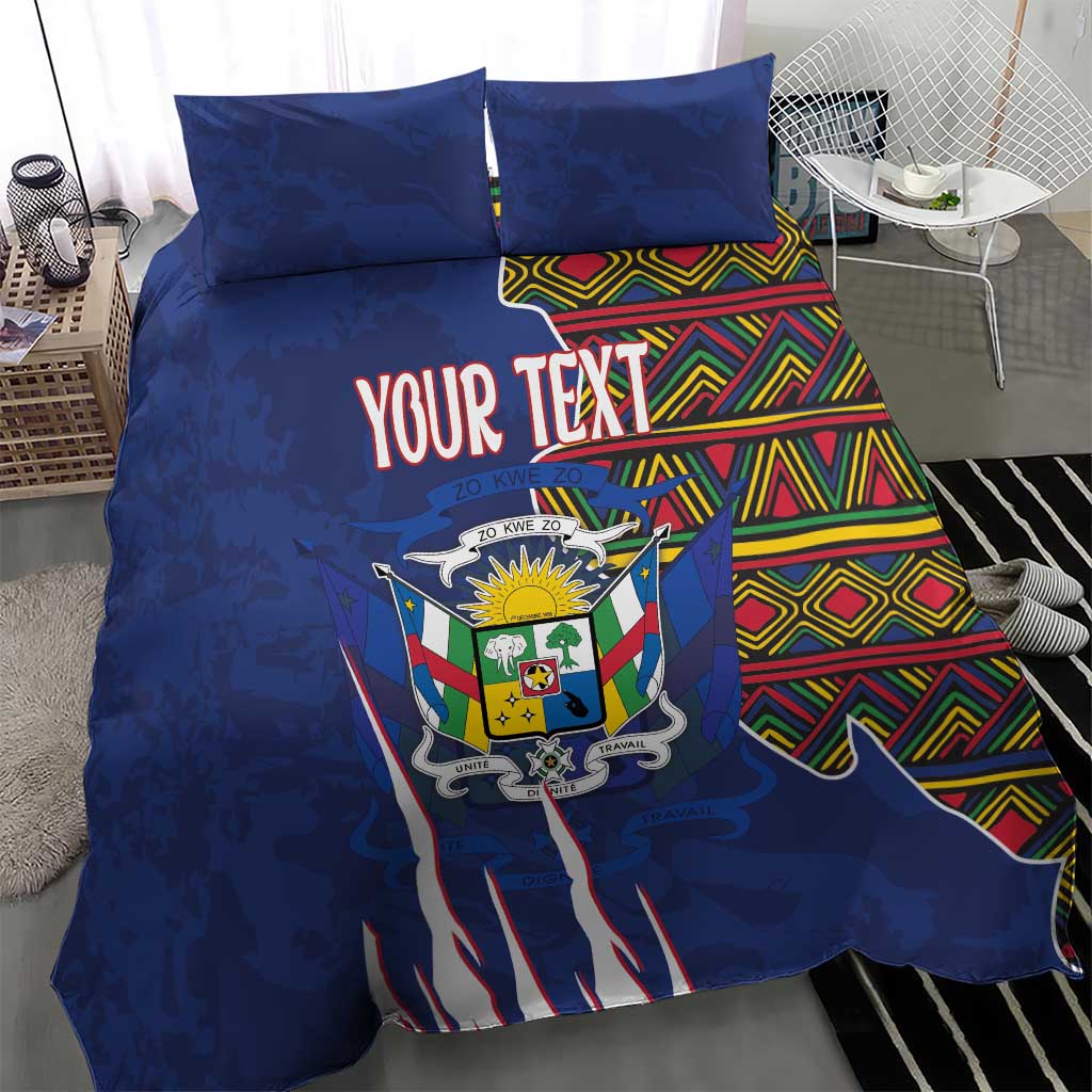 Personalized Central African Republic Coat Of Arms Bedding Set Kente Pattern