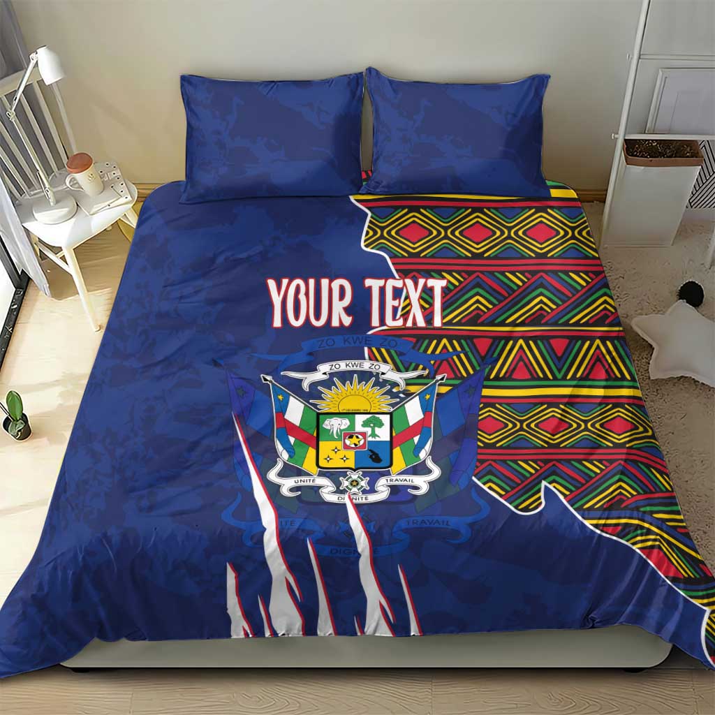 Personalized Central African Republic Coat Of Arms Bedding Set Kente Pattern