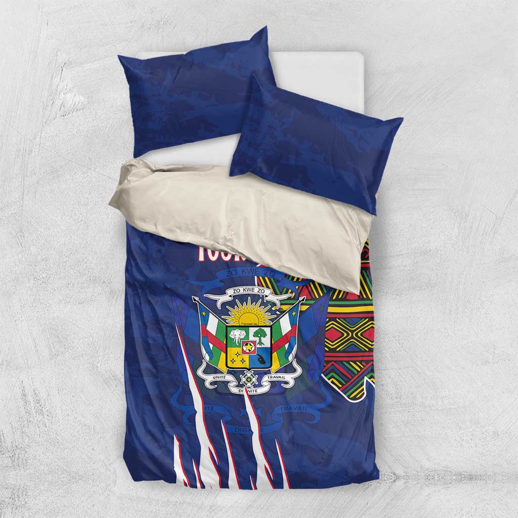 Personalized Central African Republic Coat Of Arms Bedding Set Kente Pattern