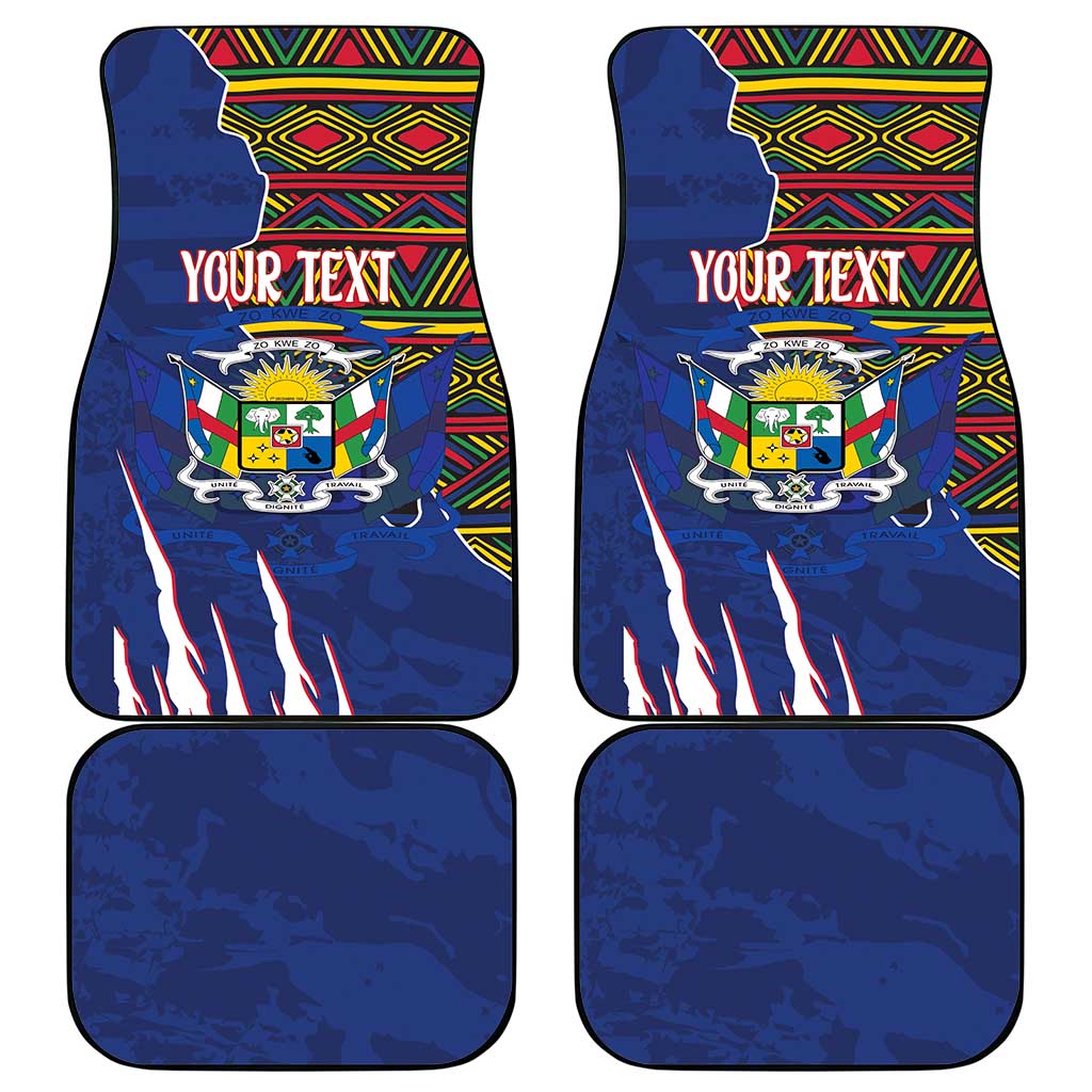 Personalized Central African Republic Coat Of Arms Car Mats Kente Pattern