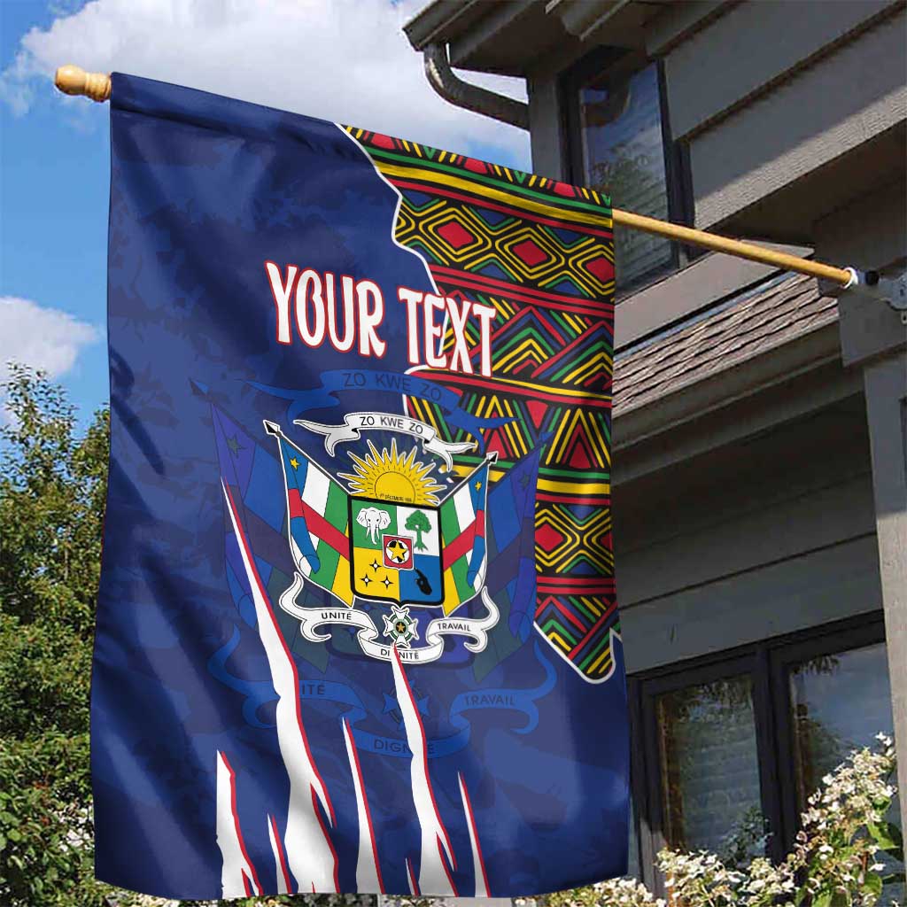 Personalized Central African Republic Coat Of Arms Garden Flag Kente Pattern