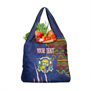Personalized Central African Republic Coat Of Arms Grocery Bag Kente Pattern