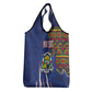 Personalized Central African Republic Coat Of Arms Grocery Bag Kente Pattern
