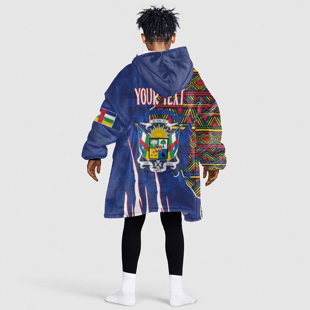 Personalized Central African Republic Coat Of Arms Kid Wearable Blanket Hoodie Kente Pattern