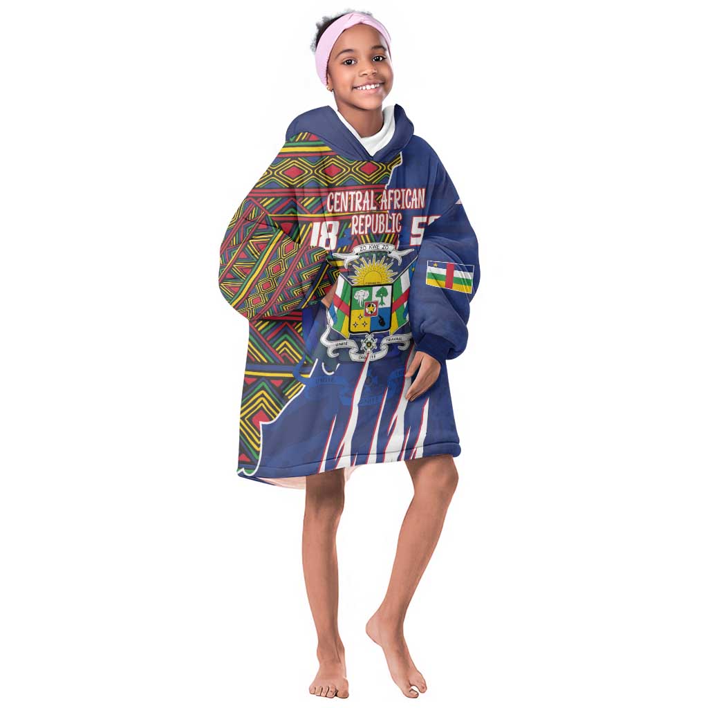 Personalized Central African Republic Coat Of Arms Kid Wearable Blanket Hoodie Kente Pattern