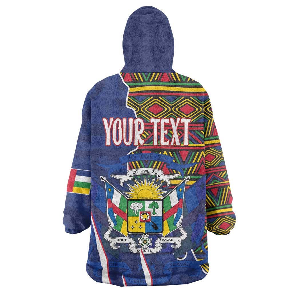 Personalized Central African Republic Coat Of Arms Kid Wearable Blanket Hoodie Kente Pattern