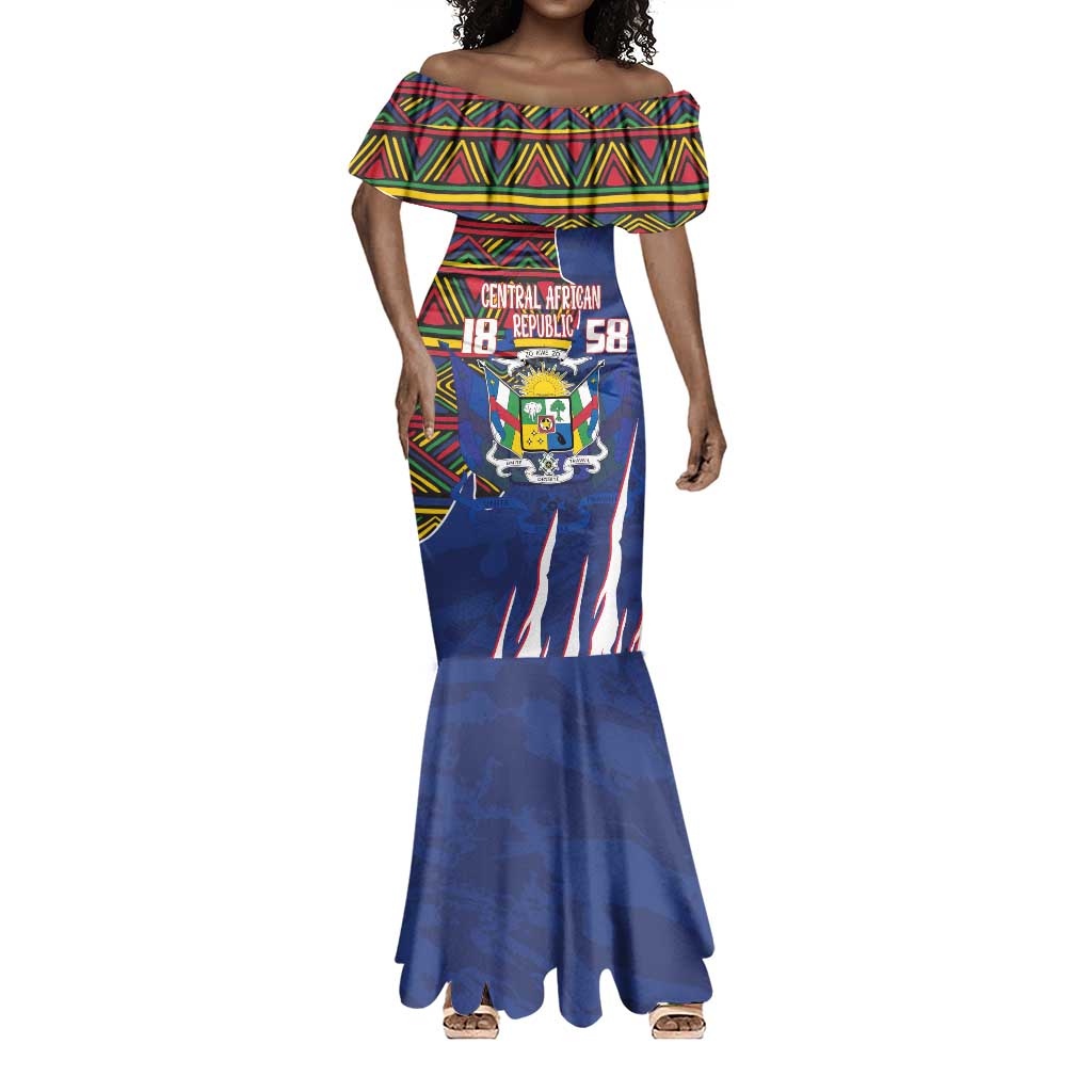 Personalized Central African Republic Coat Of Arms Mermaid Dress Kente Pattern