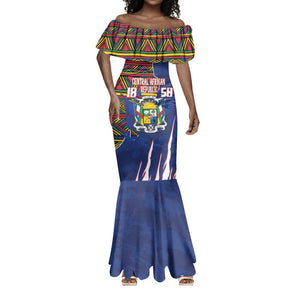 Personalized Central African Republic Coat Of Arms Mermaid Dress Kente Pattern
