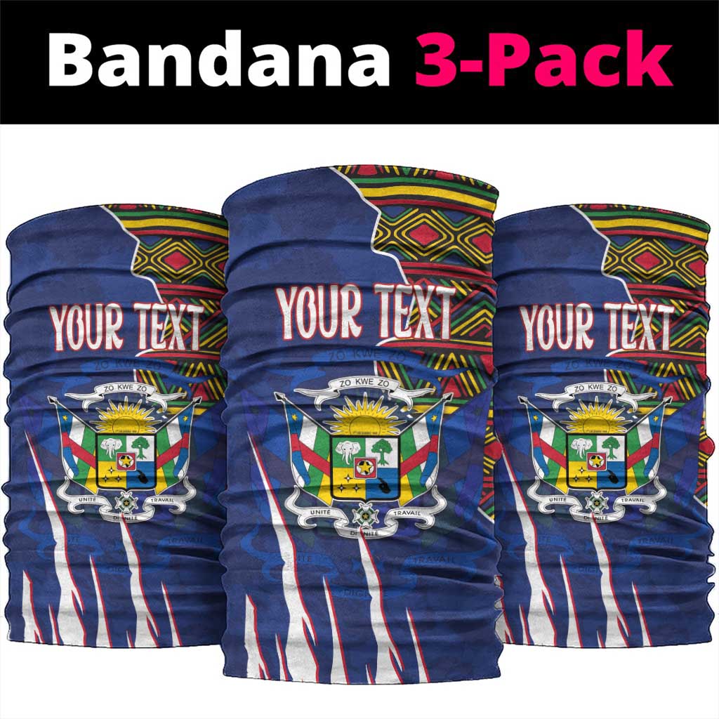 Personalized Central African Republic Coat Of Arms Neck Gaiter Kente Pattern LT18