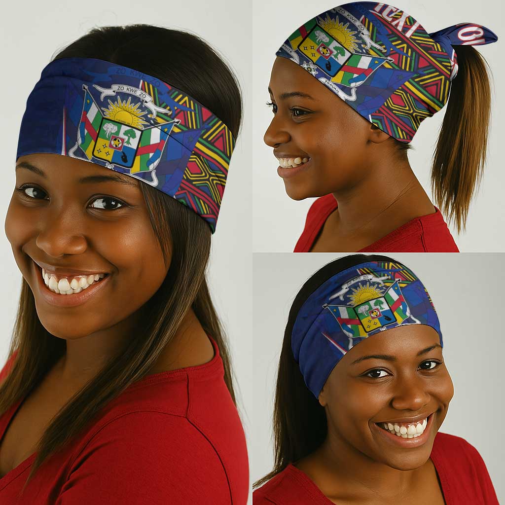 Personalized Central African Republic Coat Of Arms Neck Gaiter Kente Pattern LT18
