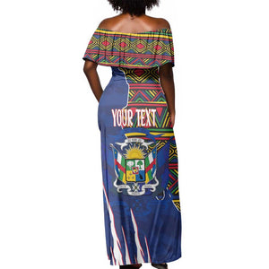 Personalized Central African Republic Coat Of Arms Off Shoulder Maxi Dress Kente Pattern