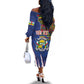 Personalized Central African Republic Coat Of Arms Off The Shoulder Long Sleeve Dress Kente Pattern