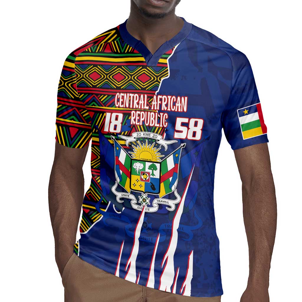 Personalized Central African Republic Coat Of Arms Rugby Jersey Kente Pattern