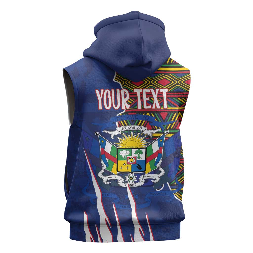 Personalized Central African Republic Coat Of Arms Sleeveless Hoodie Kente Pattern - African Pride