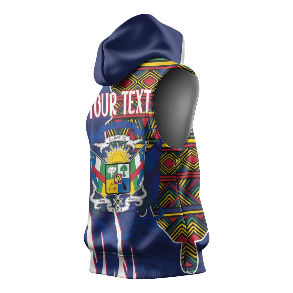 Personalized Central African Republic Coat Of Arms Sleeveless Hoodie Kente Pattern - African Pride