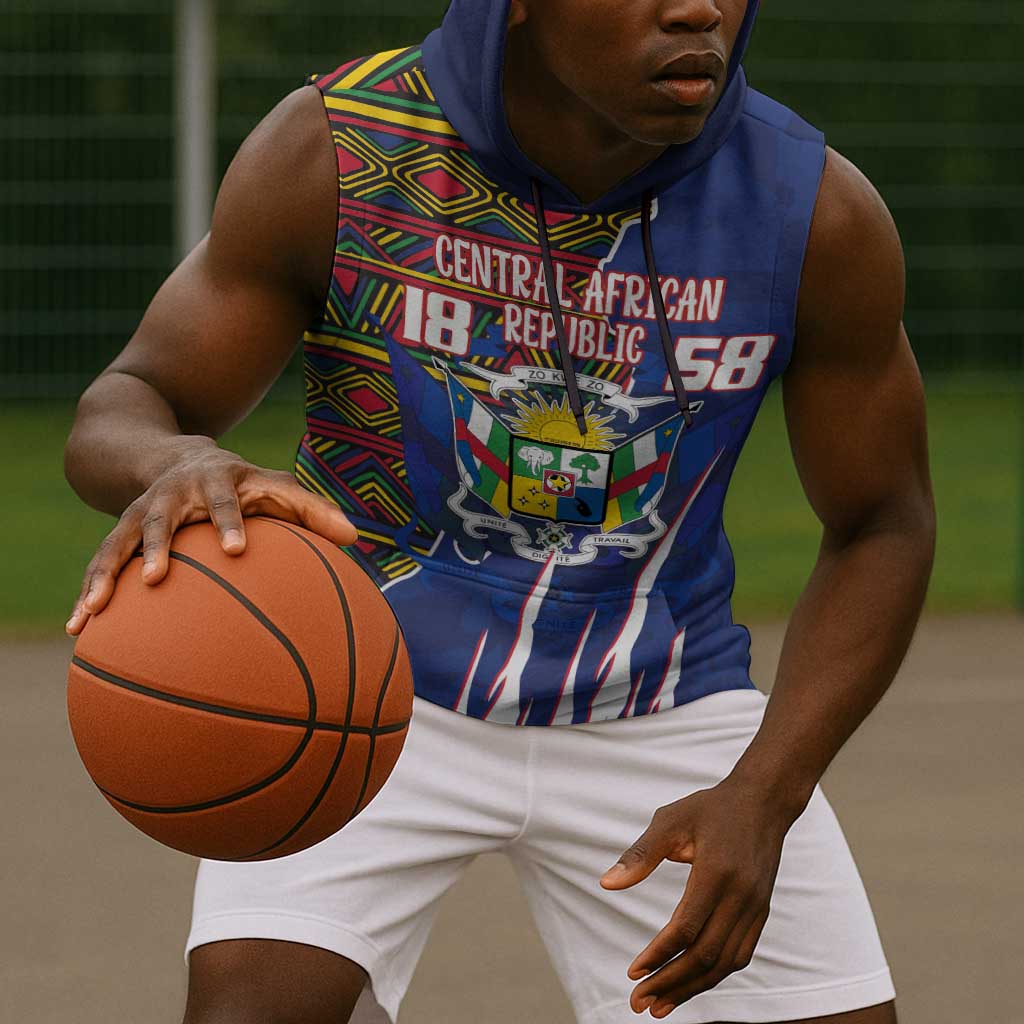 Personalized Central African Republic Coat Of Arms Sleeveless Hoodie Kente Pattern - African Pride