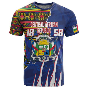 Personalized Central African Republic Coat Of Arms T shirt Kente Pattern
