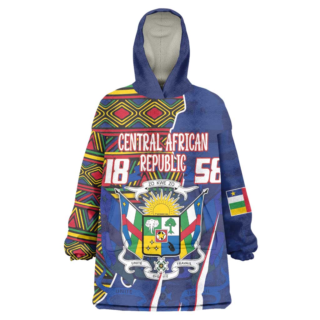 Personalized Central African Republic Coat Of Arms Wearable Blanket Hoodie Kente Pattern