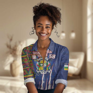 Personalized Central African Republic Coat Of Arms Women Casual Shirt Kente Pattern LT18