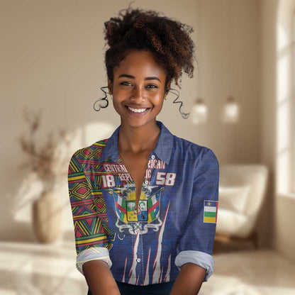 Personalized Central African Republic Coat Of Arms Women Casual Shirt Kente Pattern LT18