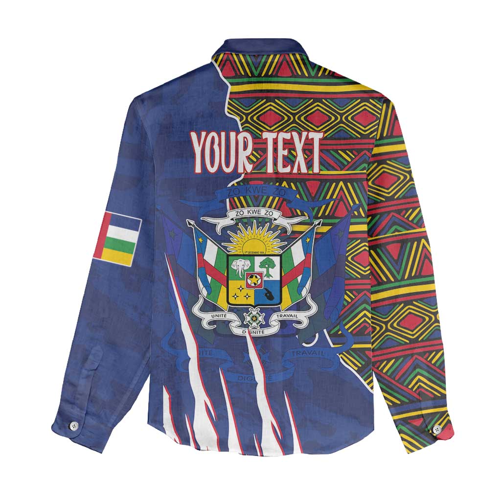 Personalized Central African Republic Coat Of Arms Women Casual Shirt Kente Pattern LT18