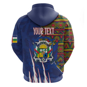 Personalized Central African Republic Coat Of Arms Zip Hoodie Kente Pattern