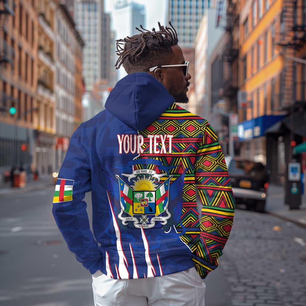 Personalized Central African Republic Coat Of Arms Zip Hoodie Kente Pattern
