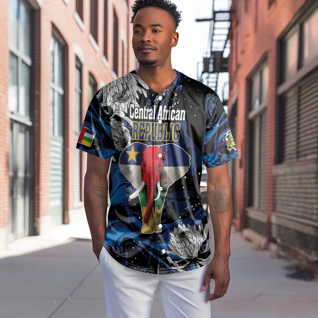 Personalized Central African Republic Baseball Jersey Elephant With King Protea