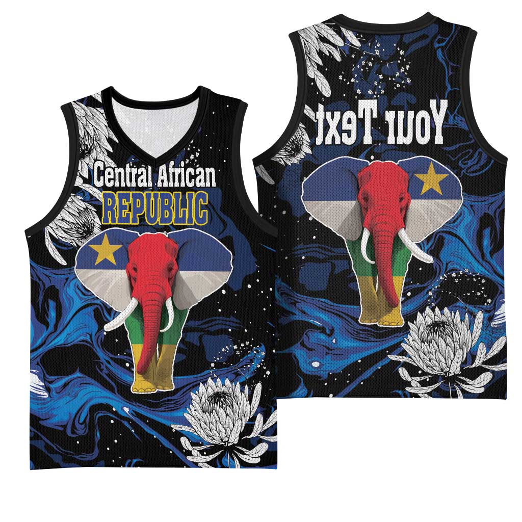 Personalized Central African Republic Basketball Jersey Elephant With King Protea - African Pride