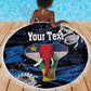 Personalized Central African Republic Beach Blanket Elephant With King Protea