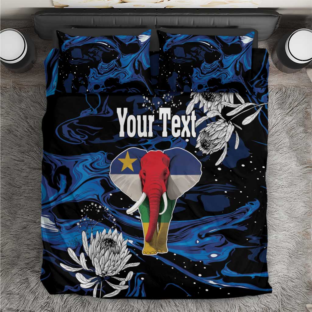 Personalized Central African Republic Bedding Set Elephant With King Protea