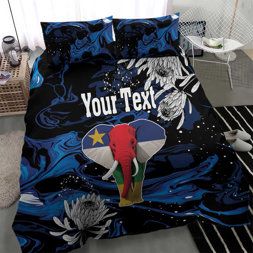 Personalized Central African Republic Bedding Set Elephant With King Protea