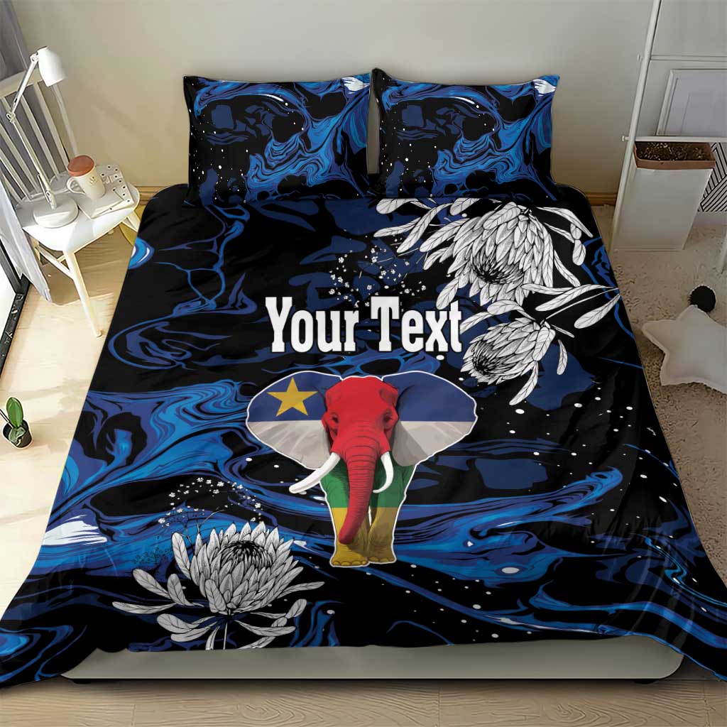 Personalized Central African Republic Bedding Set Elephant With King Protea