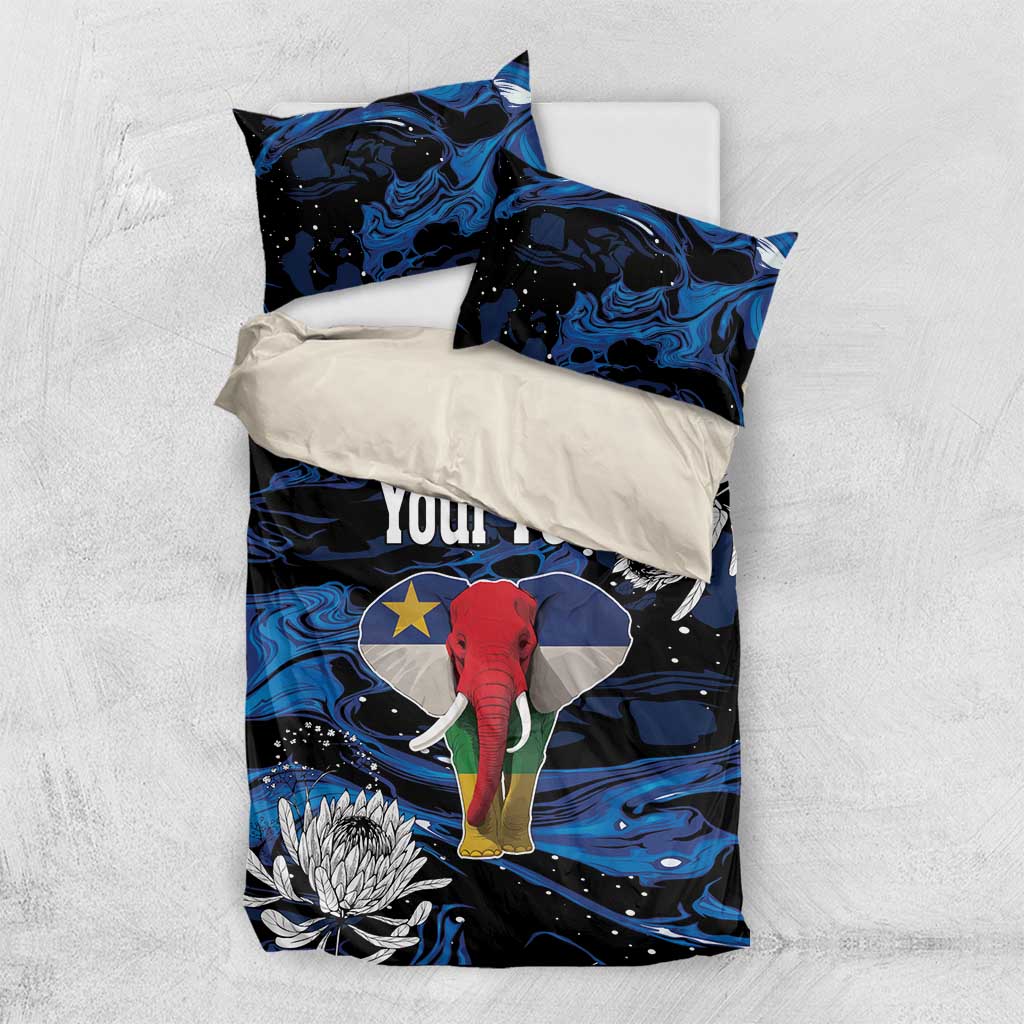 Personalized Central African Republic Bedding Set Elephant With King Protea