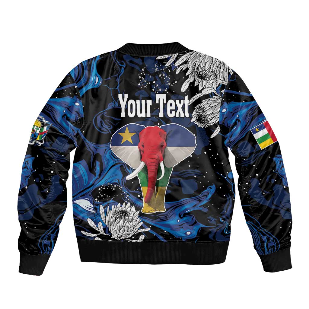 Personalized Central African Republic Bomber Jacket Elephant With King Protea