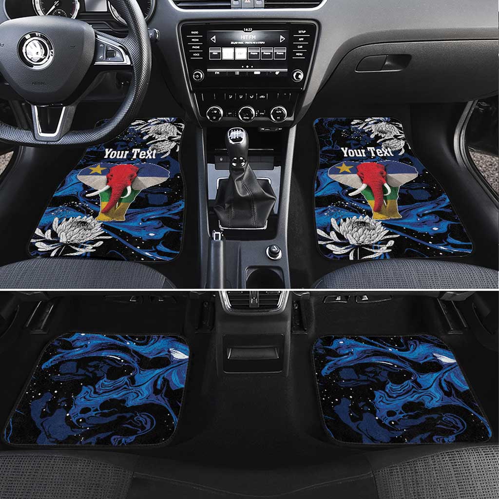 Personalized Central African Republic Car Mats Elephant With King Protea