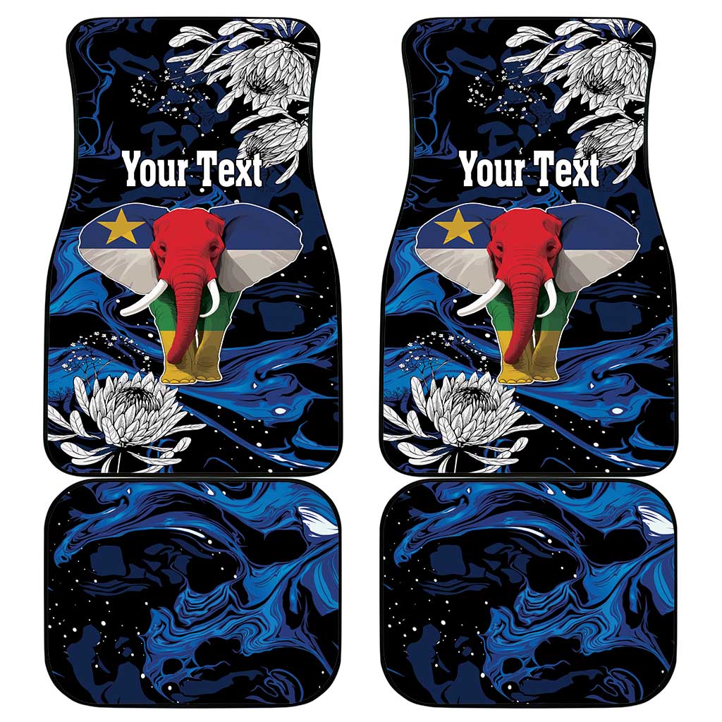 Personalized Central African Republic Car Mats Elephant With King Protea