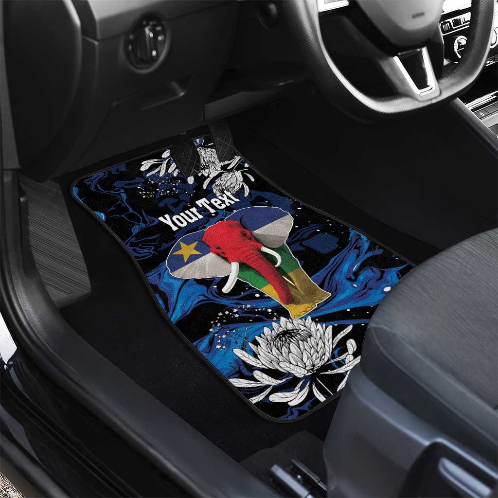 Personalized Central African Republic Car Mats Elephant With King Protea
