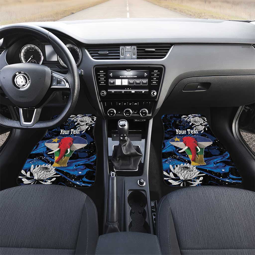 Personalized Central African Republic Car Mats Elephant With King Protea