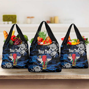 Personalized Central African Republic Grocery Bag Elephant With King Protea