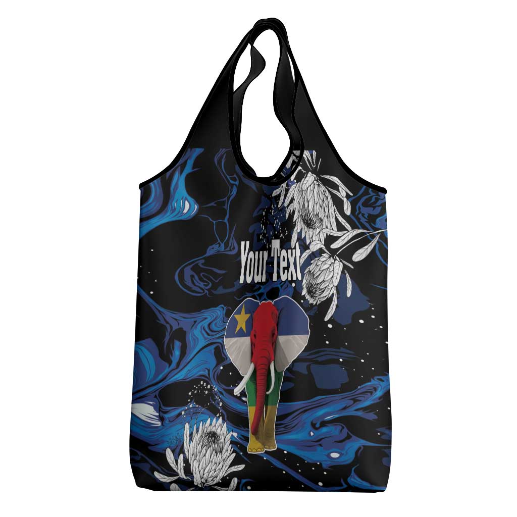 Personalized Central African Republic Grocery Bag Elephant With King Protea